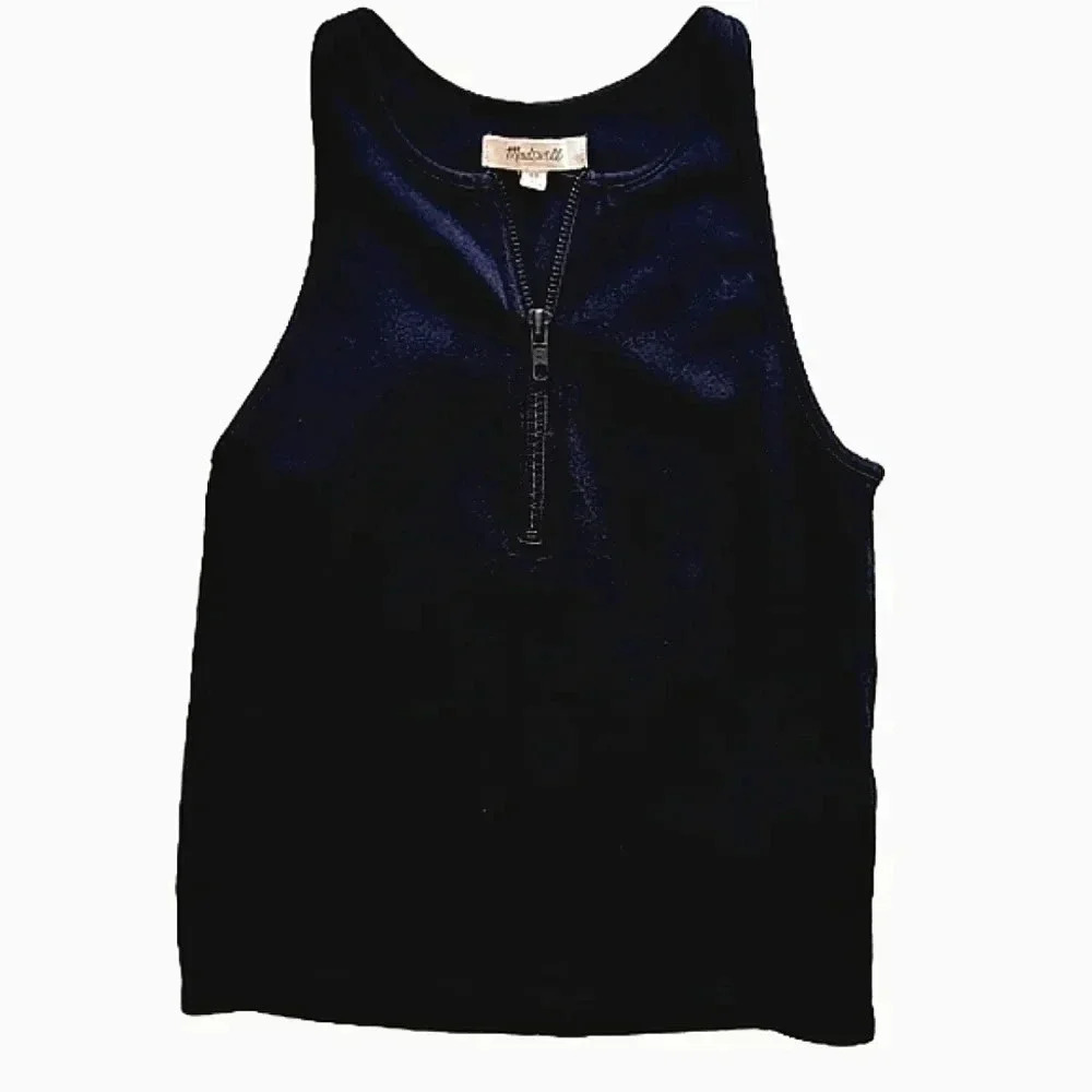 NWOT Madewell wardrobe staple twist,black quarter zip, sleeveless  top Size XS